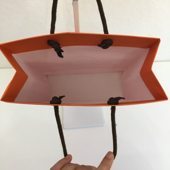 Hermes Shopping Bag 11.25" x 8" x 3.25" Orange Paper Gift Bag Authentic - Picture 11 of 16